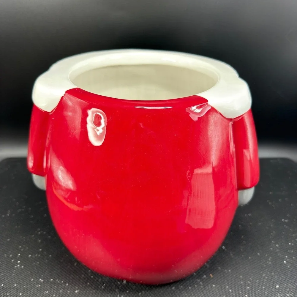 Pottery Barn Christmas Gnome Cookie Jar Red Canister Ceramic Holiday Large NEW
